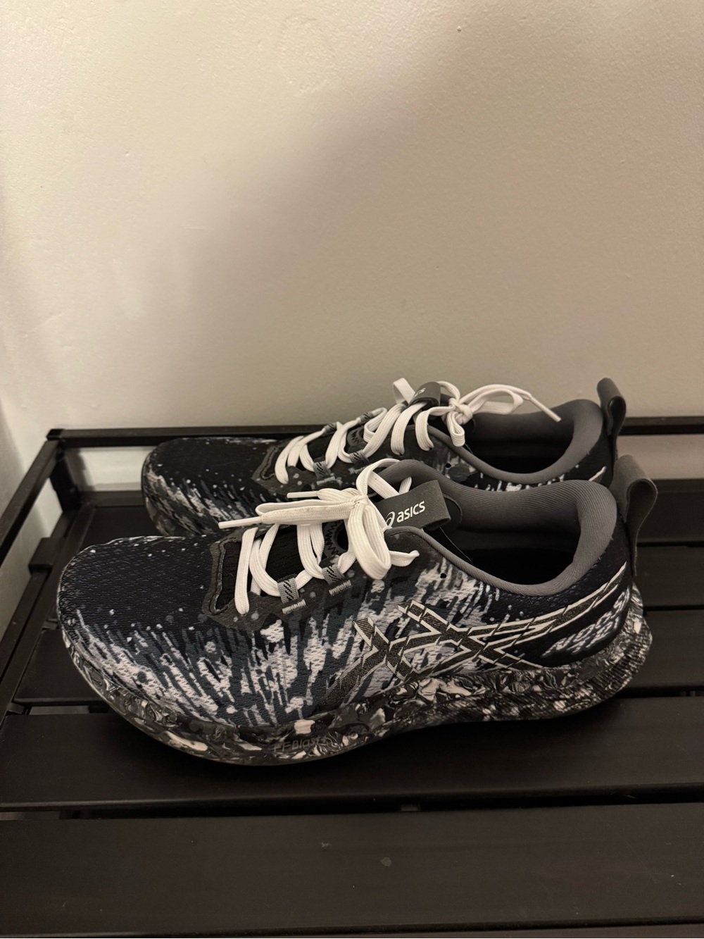ASICS Kids' Black and White Patterned Sneakers